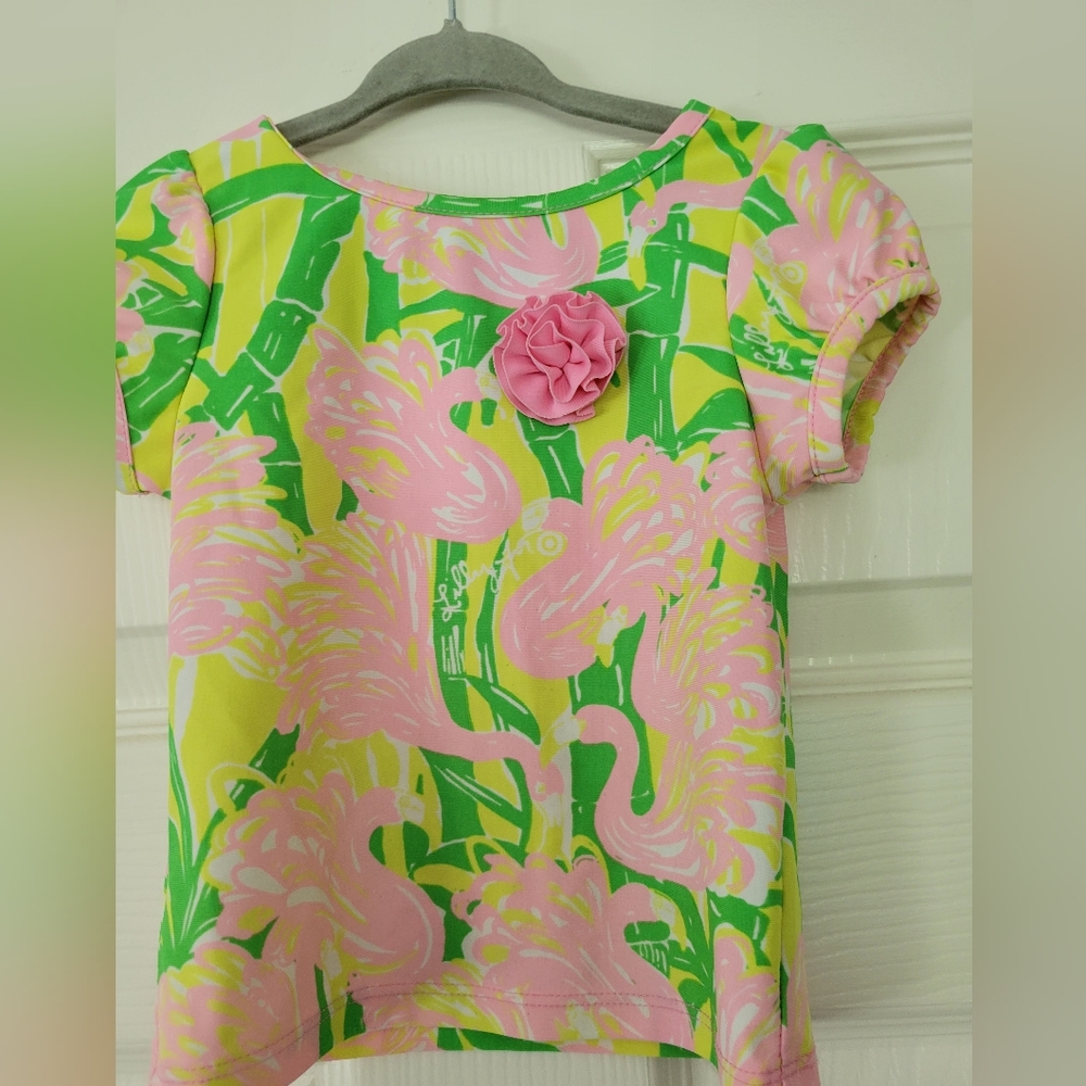 Lilly Pulitzer + Target 2T Swim Top Shirt Rash GuardShort Sleeve Rose Accent